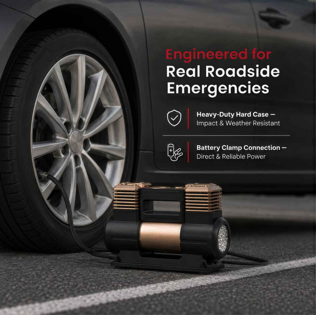 Zuko India ZI-500 Emergency Expedition Kit | Heavy Duty 2 Cylinder Tyre Inflator with Built-in LED Torch, Roadside Safety & Recovery Tools