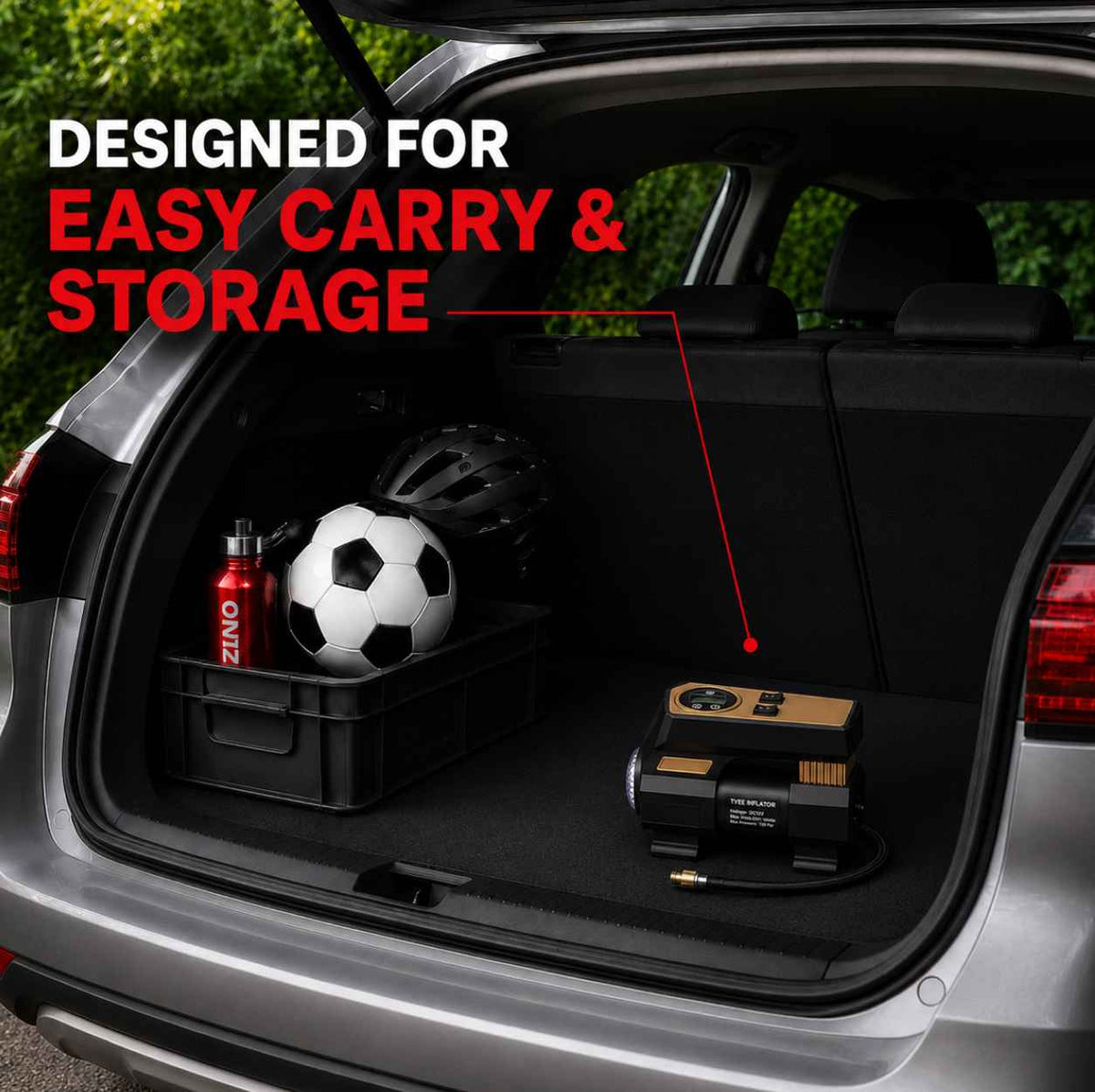 Zuko India Tyre Inflator + LED Torch 2 in 1 ZI-250+ | Portable Digital Air Compressor for Car