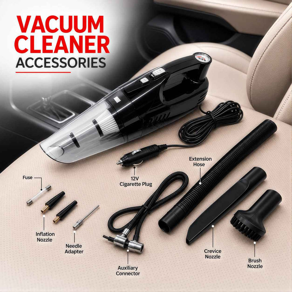 Zuko India Car Vacuum Cleaner + Tyre Inflator + Torch 3 in 1 ZV-5500 | Cordless Portable Vacuum