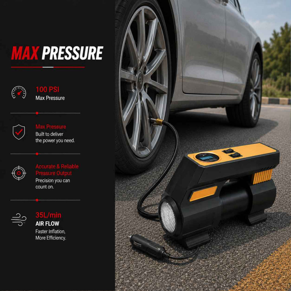 Zuko India Tyre Inflator + LED Torch 2 in 1 ZI-250+ | Portable Digital Air Compressor for Car