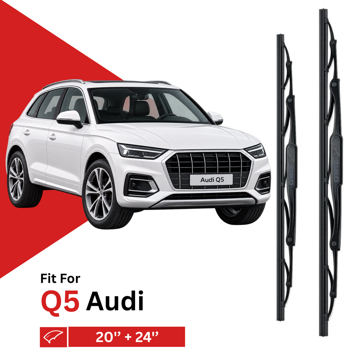 Zuko India Q5 AUDI Compatible Wiper Blades | Frameless (Pin-Tap)