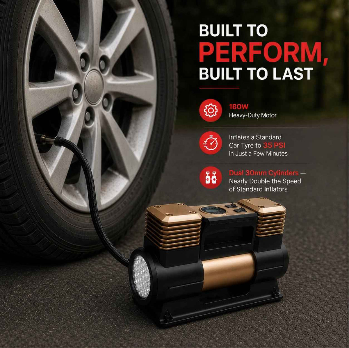 Zuko India ZI-500 Emergency Expedition Kit | Heavy Duty 2 Cylinder Tyre Inflator with Built-in LED Torch, Roadside Safety & Recovery Tools