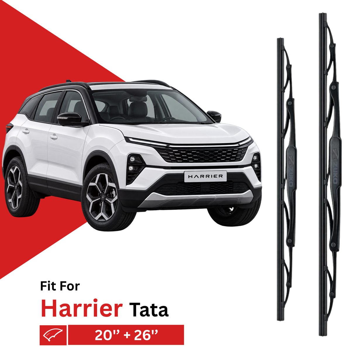 Zuko India Harrier TATA Compatible Wiper Blades | Frameless (Pin-Tap)