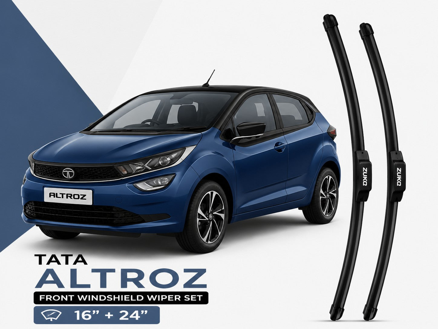 Zuko India Altroz TATA (2015-2026) Compatible Wiper Blades | Conventional, Hybrid & Frameless