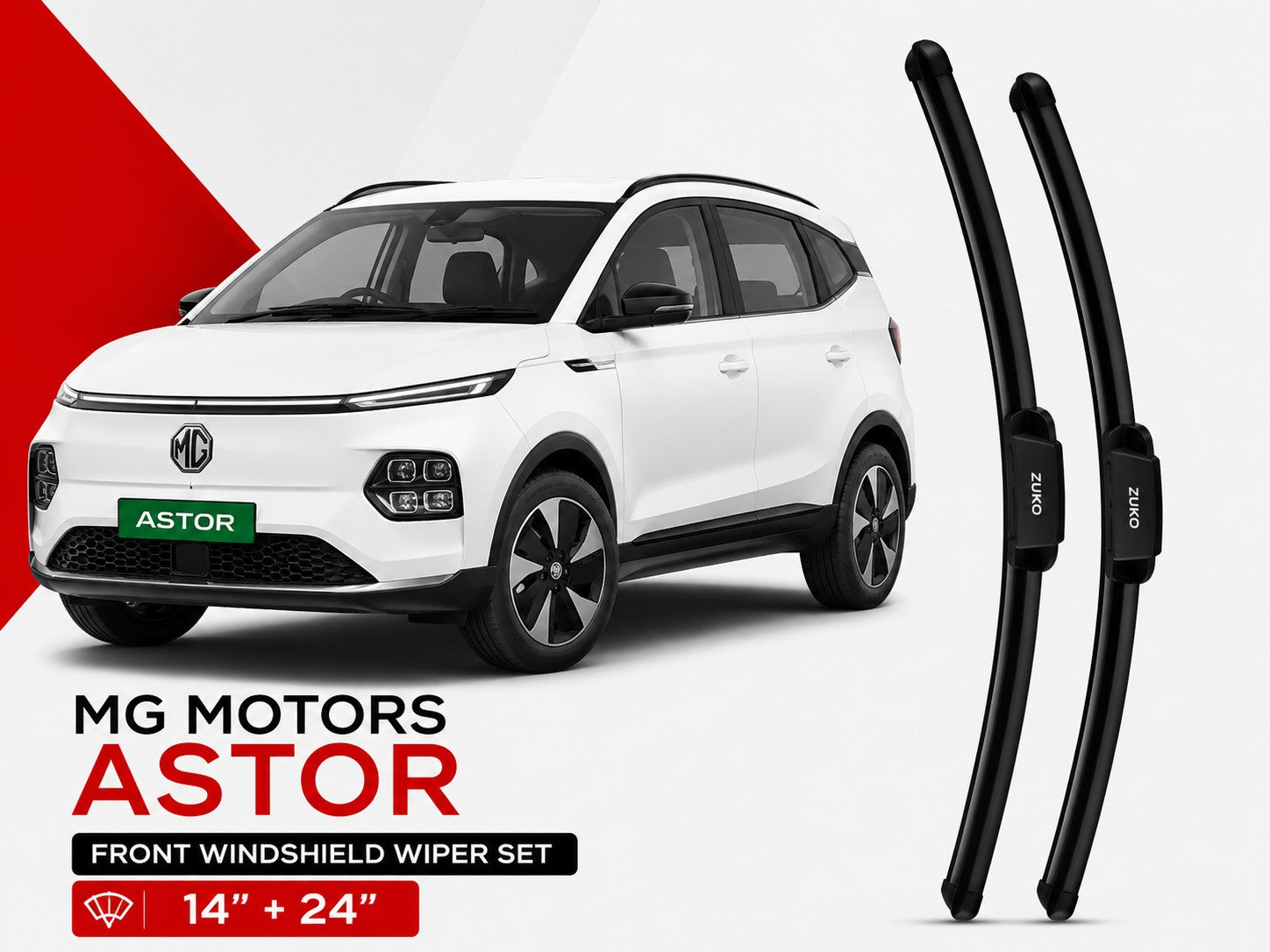 Zuko India Astor MG MOTOR (2015-2026) Compatible Wiper Blades | Conventional, Hybrid & Frameless