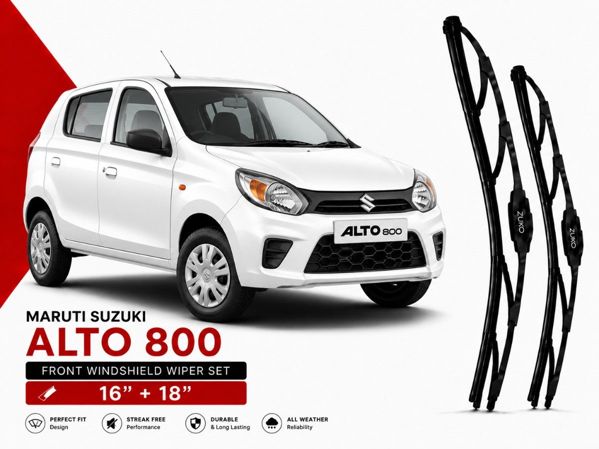 Zuko India Alto 800 MARUTI SUZUKI (2012-2023) Compatible Wiper Blades | Conventional, Hybrid & Frameless