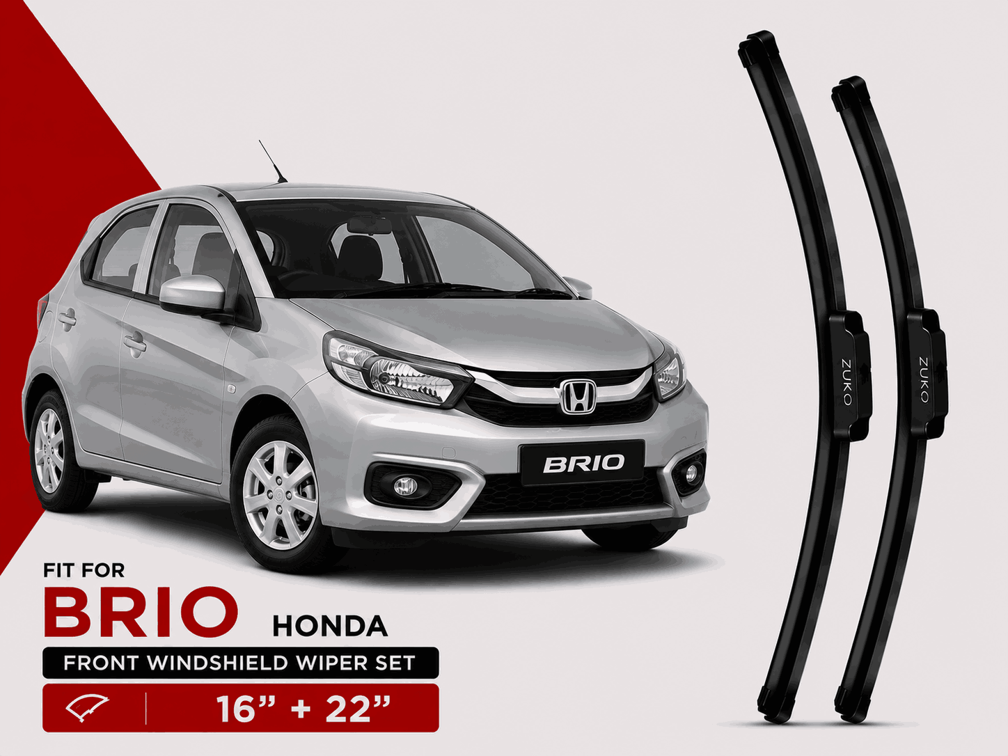 Zuko India Brio HONDA (2011-2018) Compatible Wiper Blades | Conventional, Hybrid & Frameless