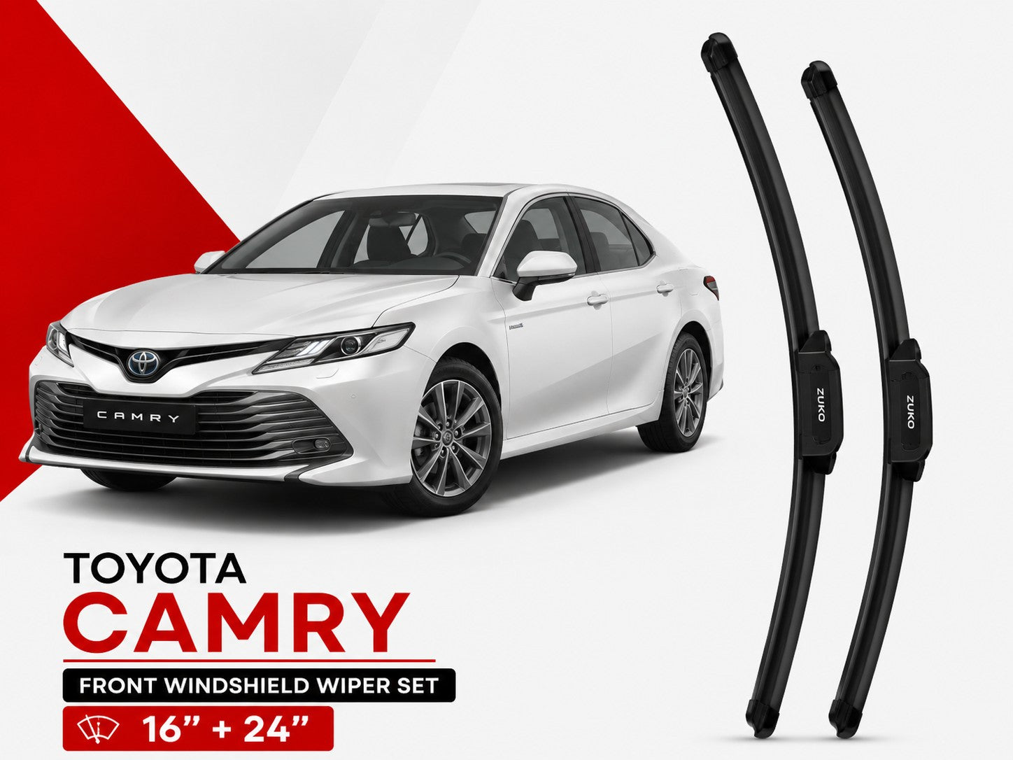 Zuko India Camry TOYOTA (2015-2026) Compatible Wiper Blades | Conventional, Hybrid & Frameless