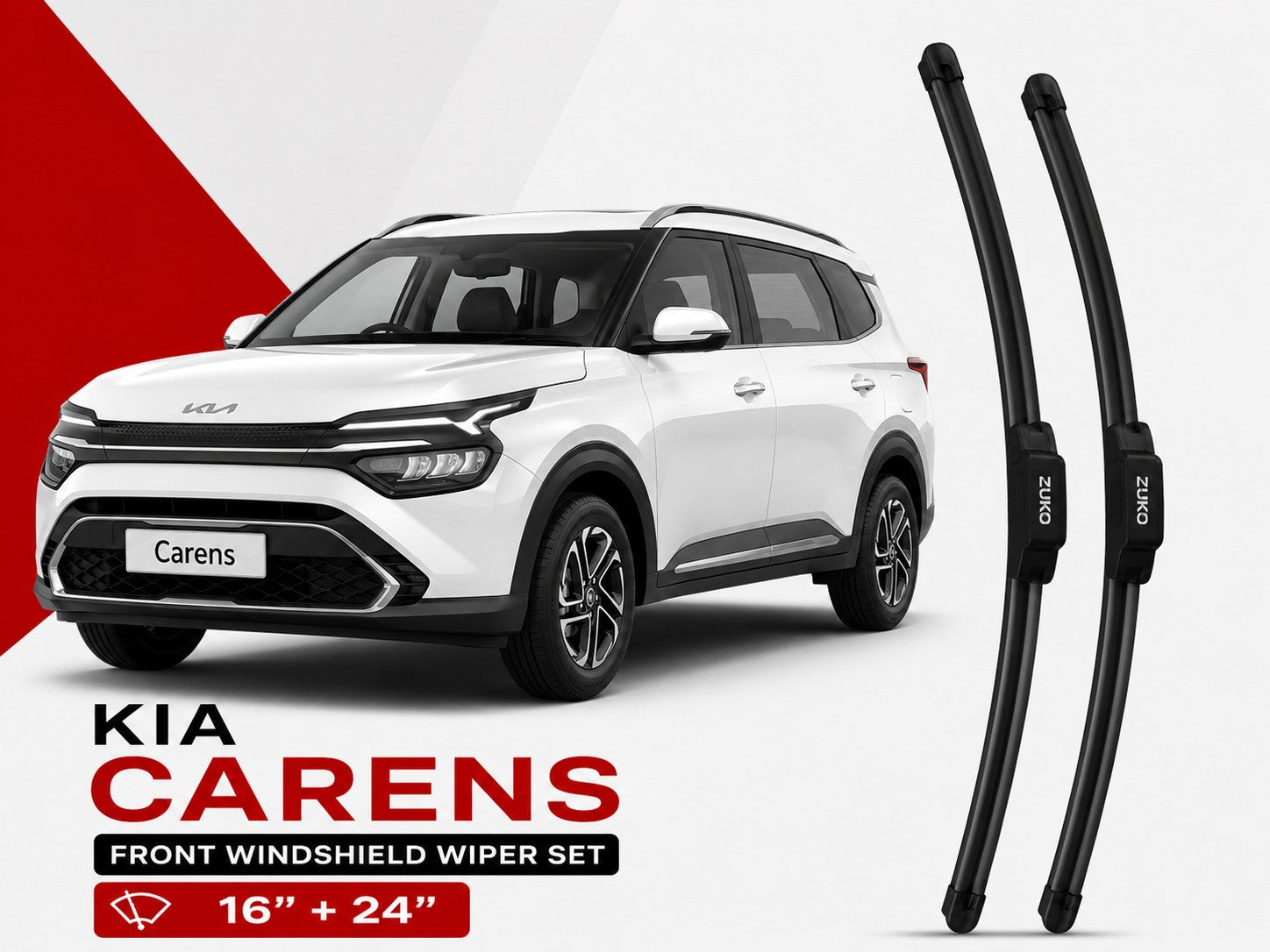 Zuko India Carens KIA (2015-2026) Compatible Wiper Blades | Conventional, Hybrid & Frameless