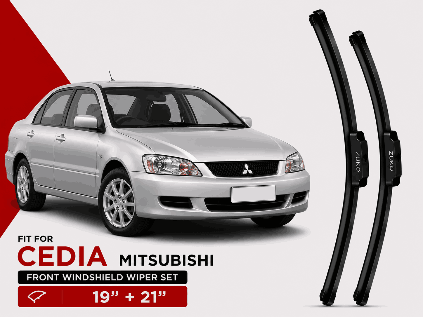 Zuko India Cedia MITSUBISHI (2004-2012) Compatible Wiper Blades | Conventional, Hybrid & Frameless