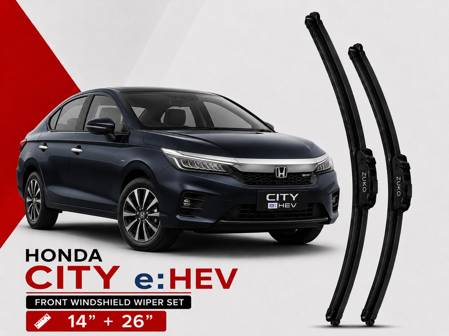 Zuko India City e:HEV HONDA (2015-2026) Compatible Wiper Blades | Conventional, Hybrid & Frameless