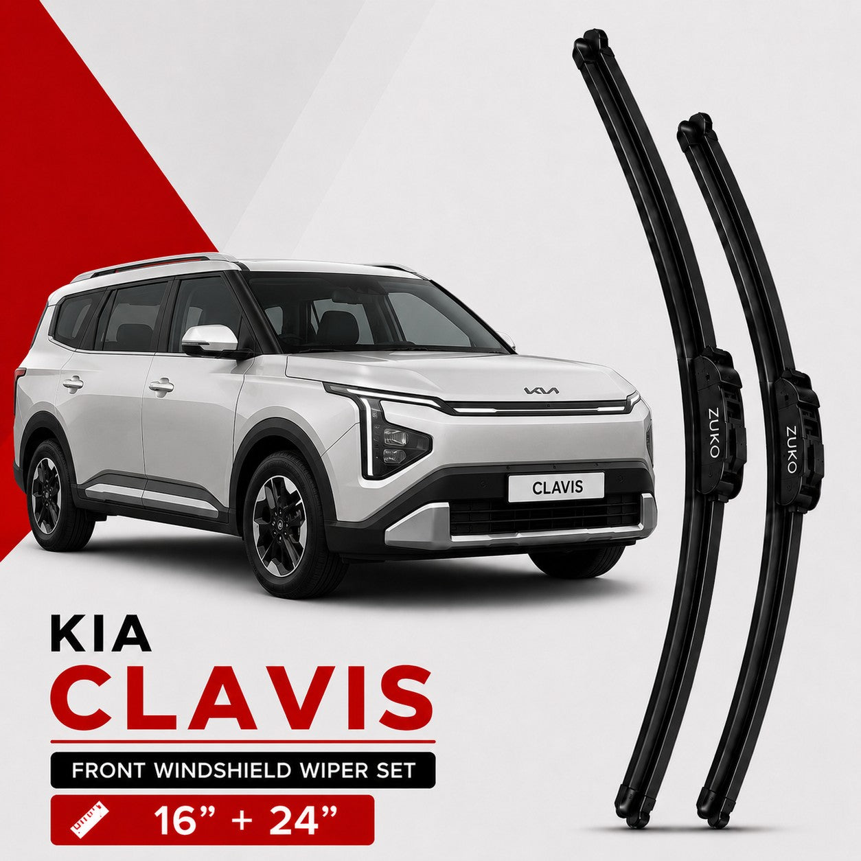 Zuko India Clavis KIA (2015-2026) Compatible Wiper Blades | Conventional, Hybrid & Frameless