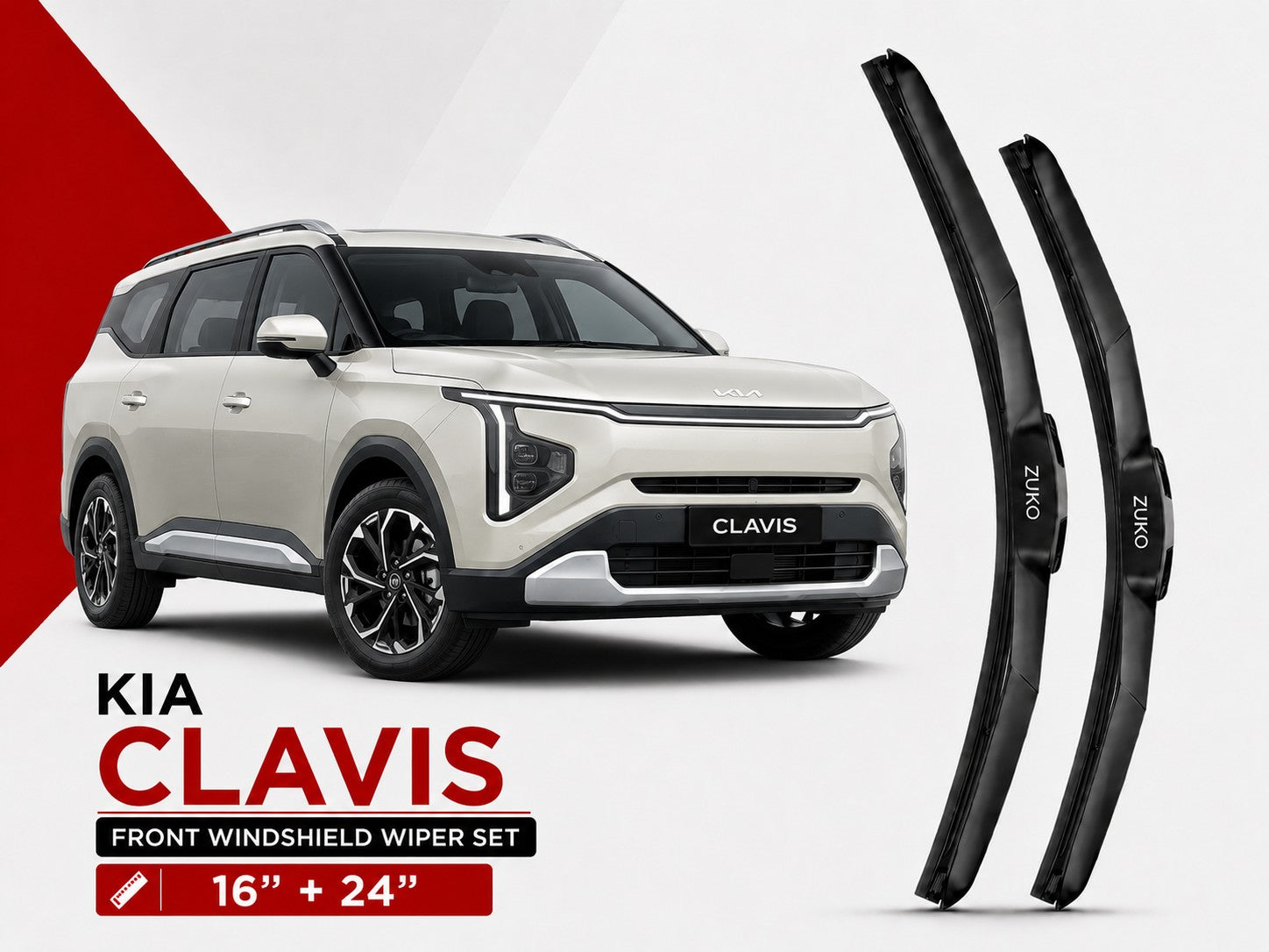Zuko India Clavis KIA (2015-2026) Compatible Wiper Blades | Conventional, Hybrid & Frameless