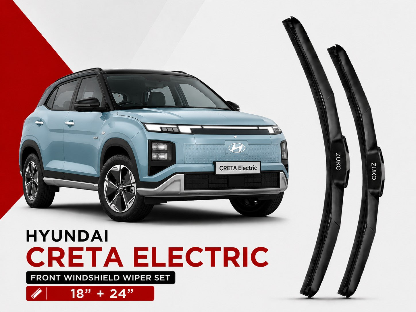 Zuko India Creta Electric HYUNDAI (2015-2026) Compatible Wiper Blades | Conventional, Hybrid & Frameless