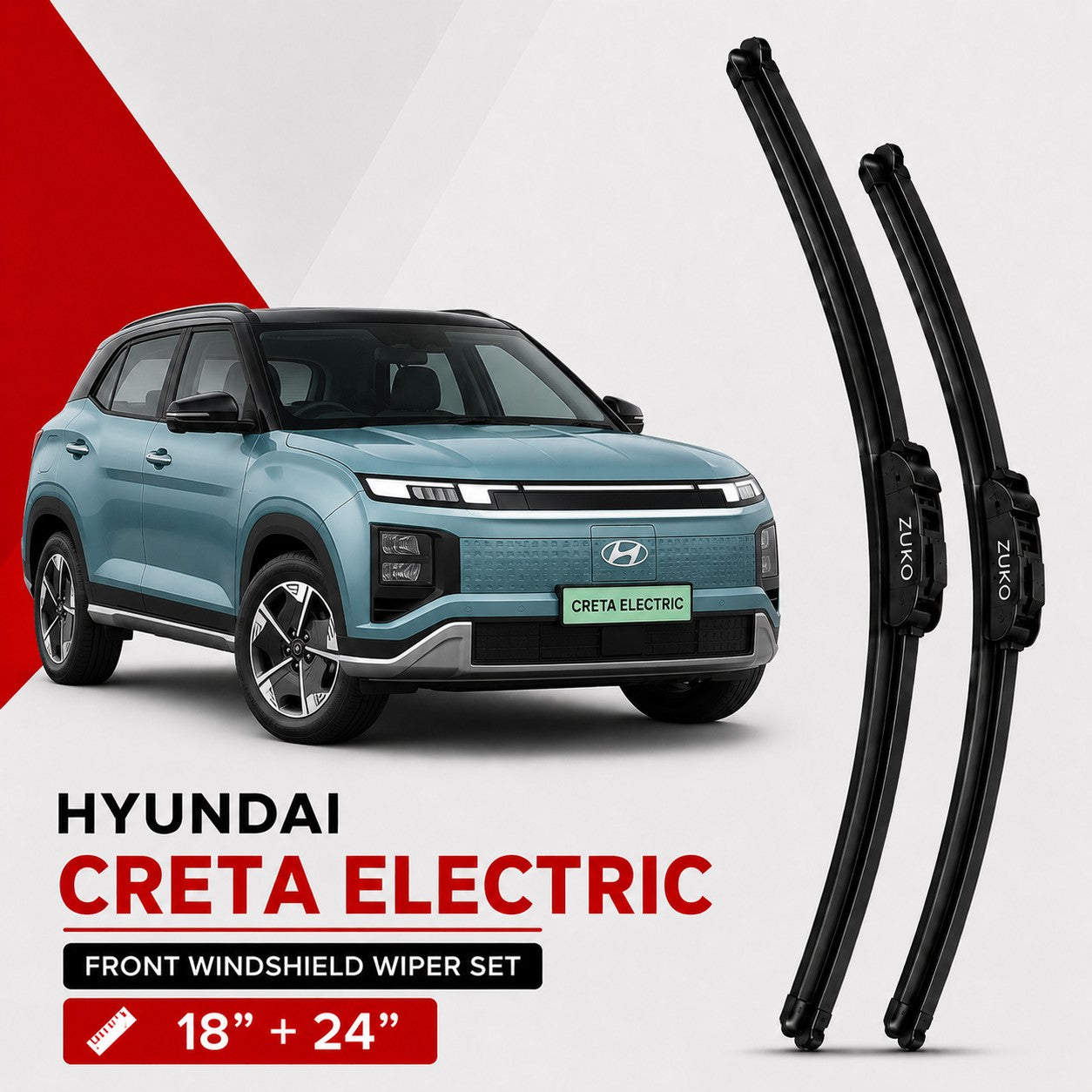 Zuko India Creta Electric HYUNDAI (2015-2026) Compatible Wiper Blades | Conventional, Hybrid & Frameless