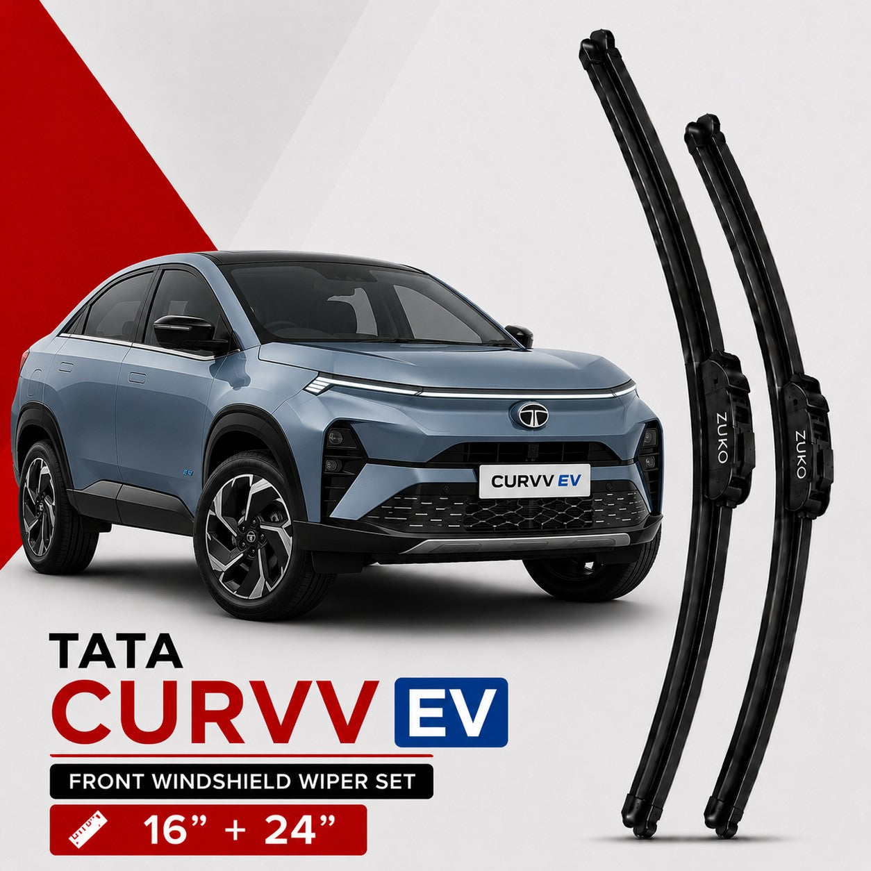 Zuko India Curvv EV TATA (2015-2026) Compatible Wiper Blades | Conventional, Hybrid & Frameless
