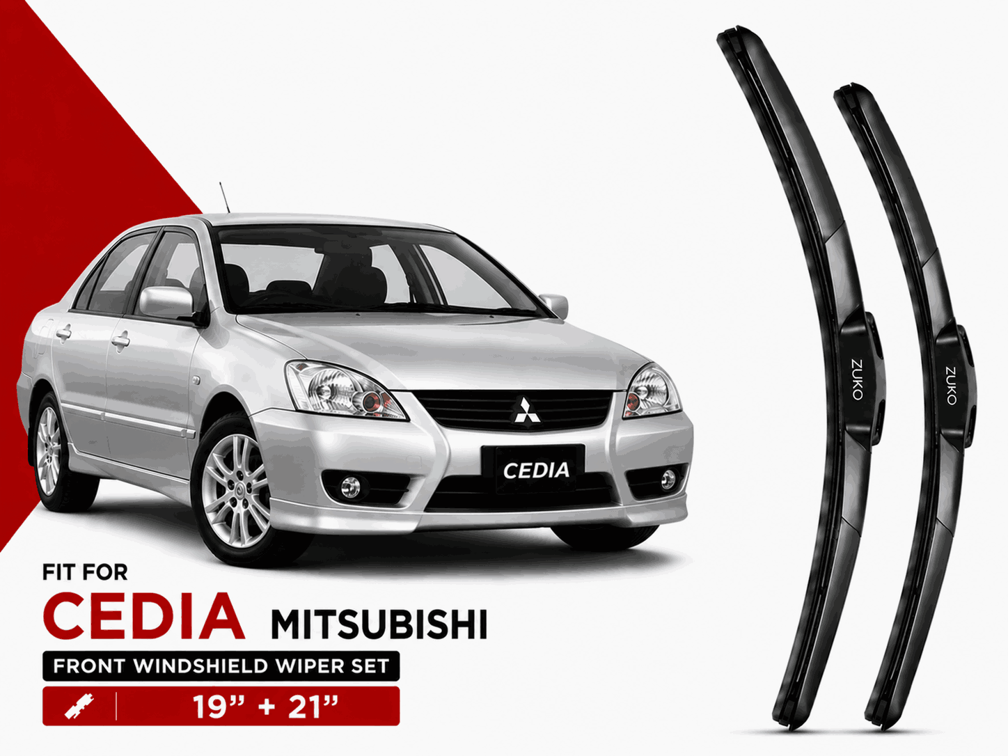 Zuko India Cedia MITSUBISHI (2004-2012) Compatible Wiper Blades | Conventional, Hybrid & Frameless