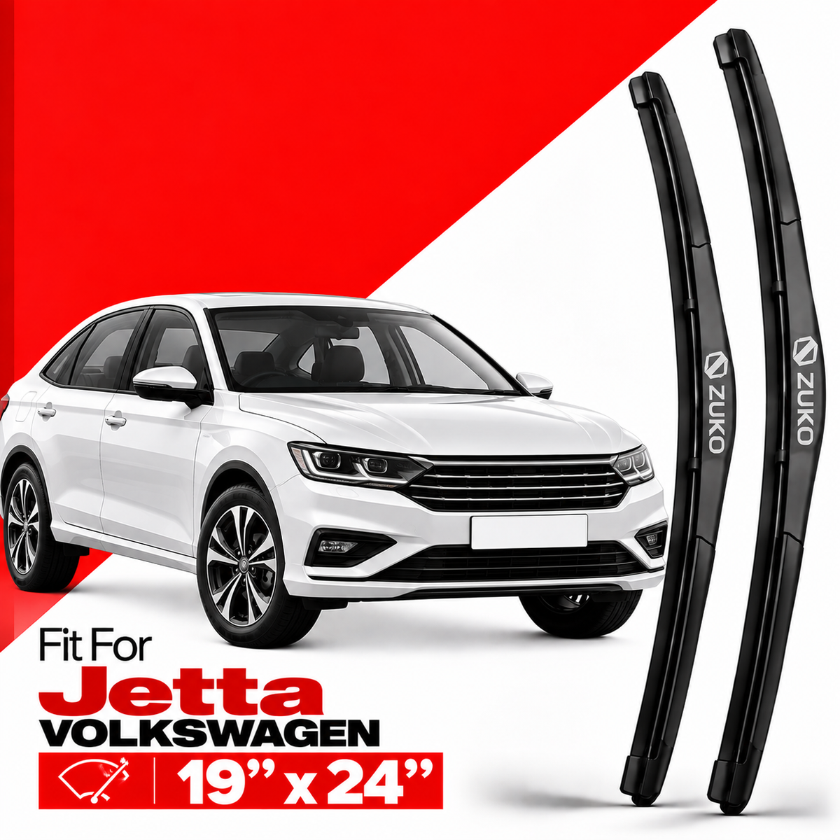 Zuko India Jetta VOLKSWAGEN (2010-2017) Compatible Wiper Blades | Conventional, Hybrid & Frameless