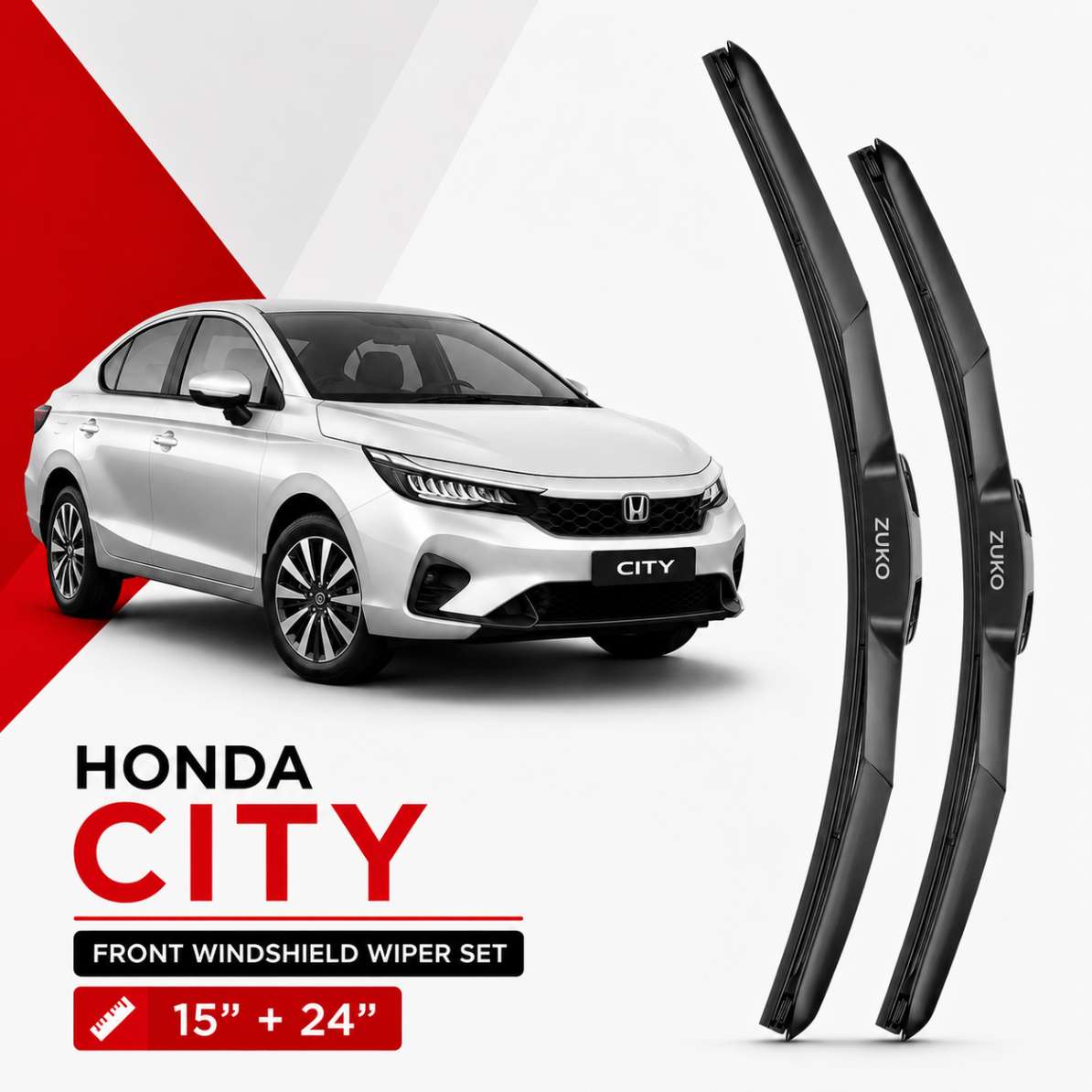 Zuko India City HONDA (2015-2026) Compatible Wiper Blades | Conventional, Hybrid & Frameless