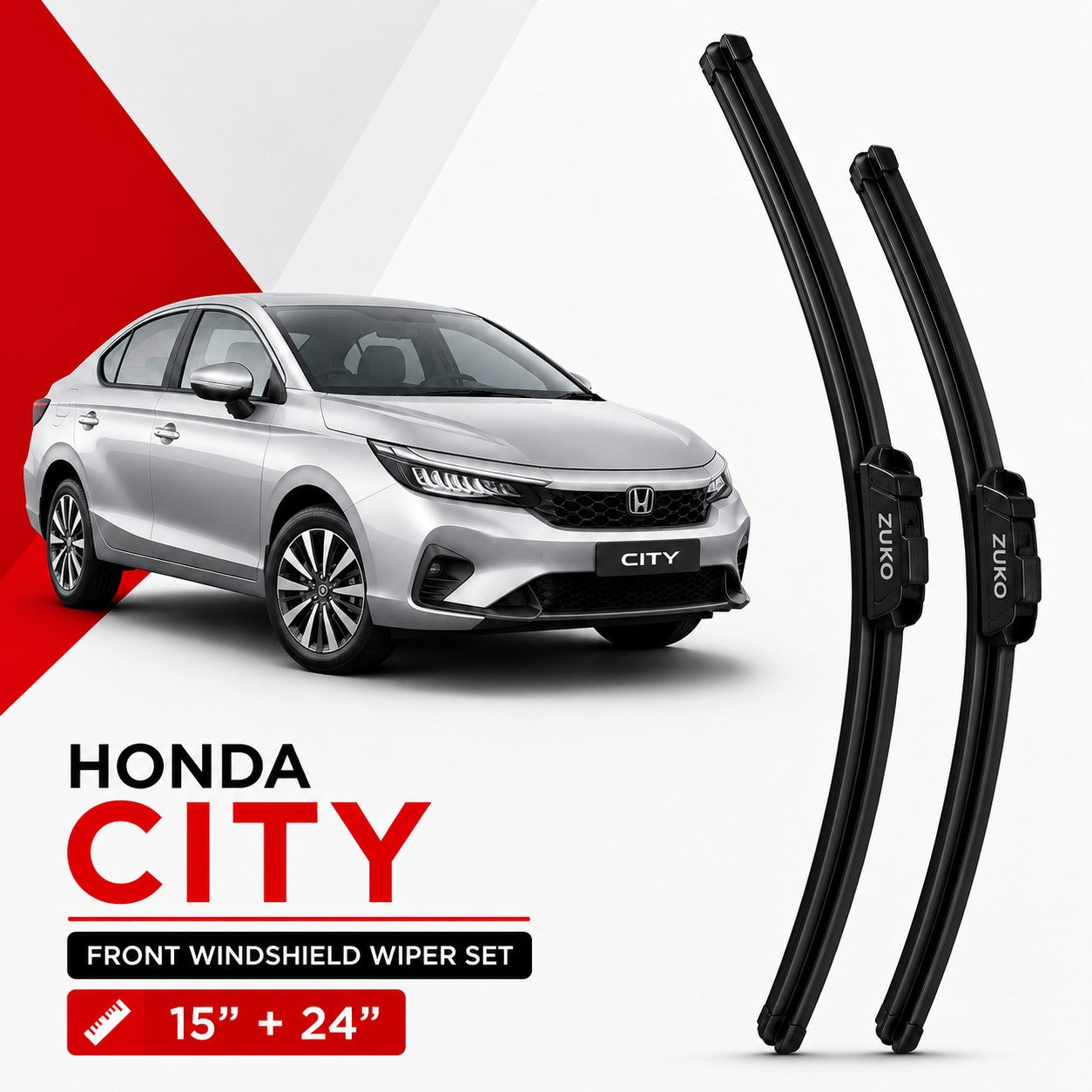 Zuko India City HONDA (2015-2026) Compatible Wiper Blades | Conventional, Hybrid & Frameless