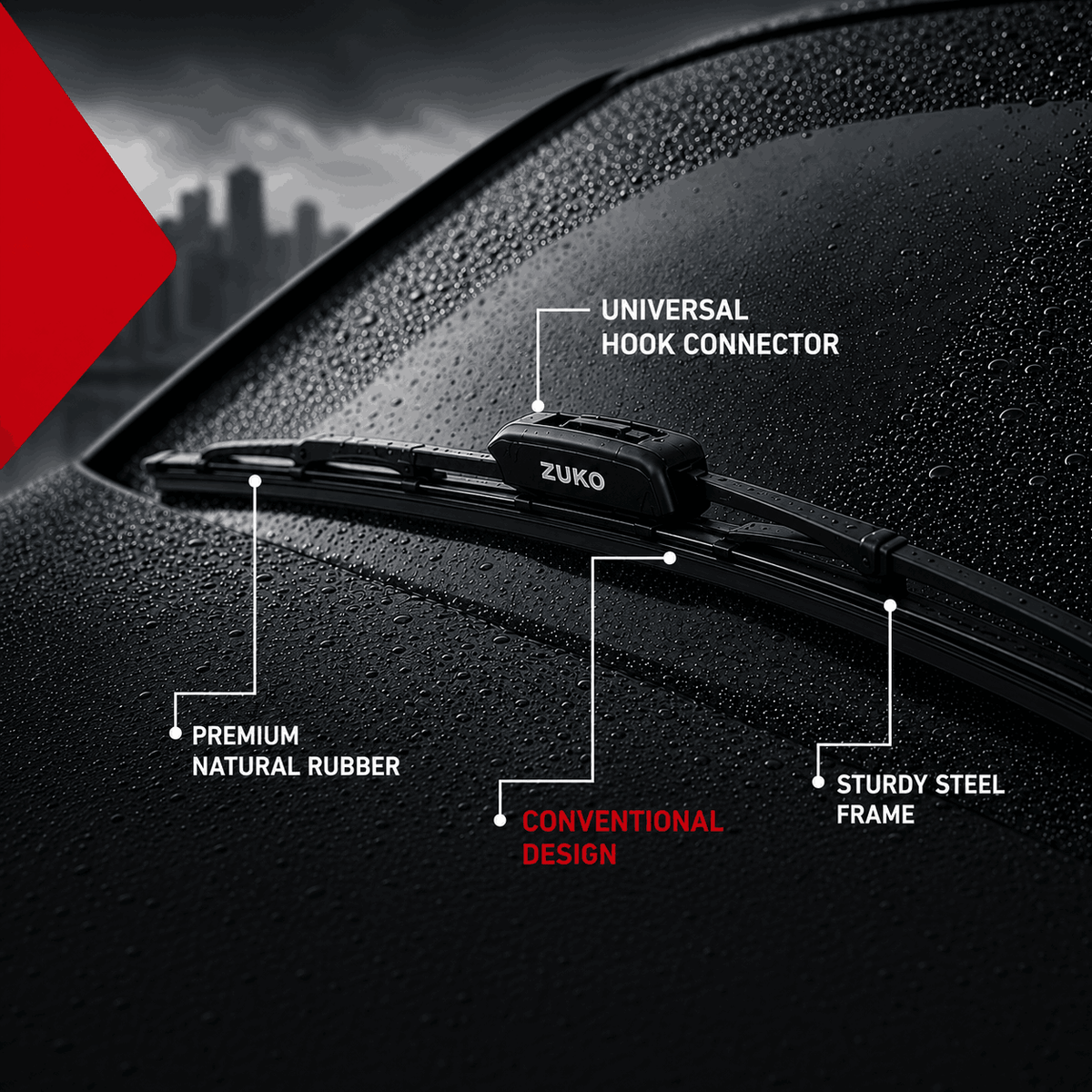 Zuko India Ciaz MARUTI SUZUKI (2014-2026) Compatible Wiper Blades | Conventional, Hybrid & Frameless