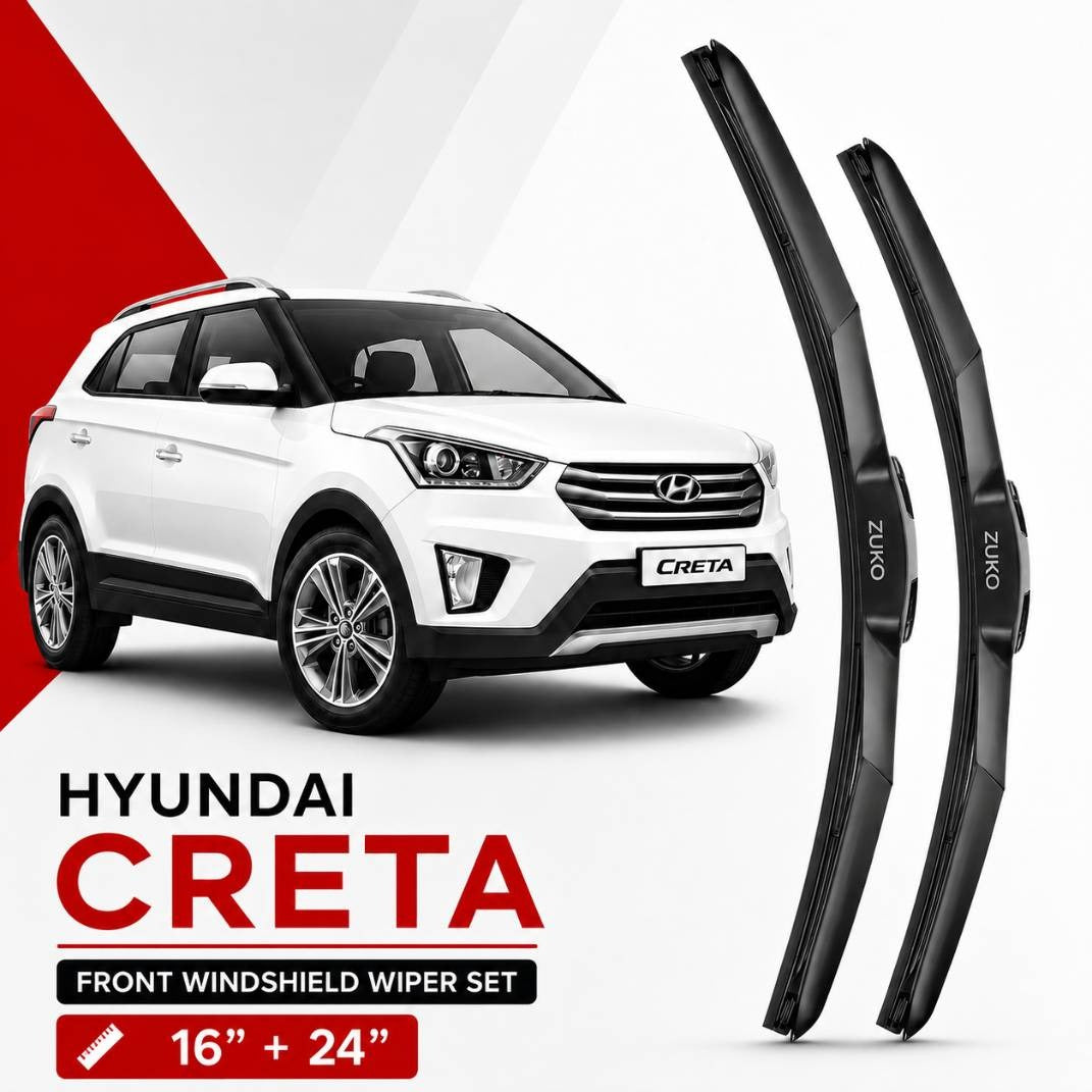 Zuko India Creta HYUNDAI (2015-2026) Compatible Wiper Blades | Conventional, Hybrid & Frameless