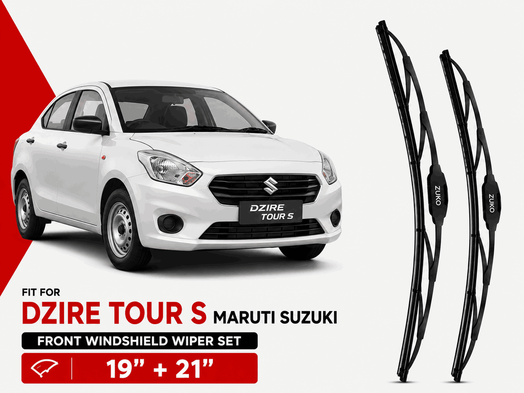 Zuko India Dzire Tour S MARUTI SUZUKI (2020-2026) Compatible Wiper Blades | Conventional, Hybrid & Frameless