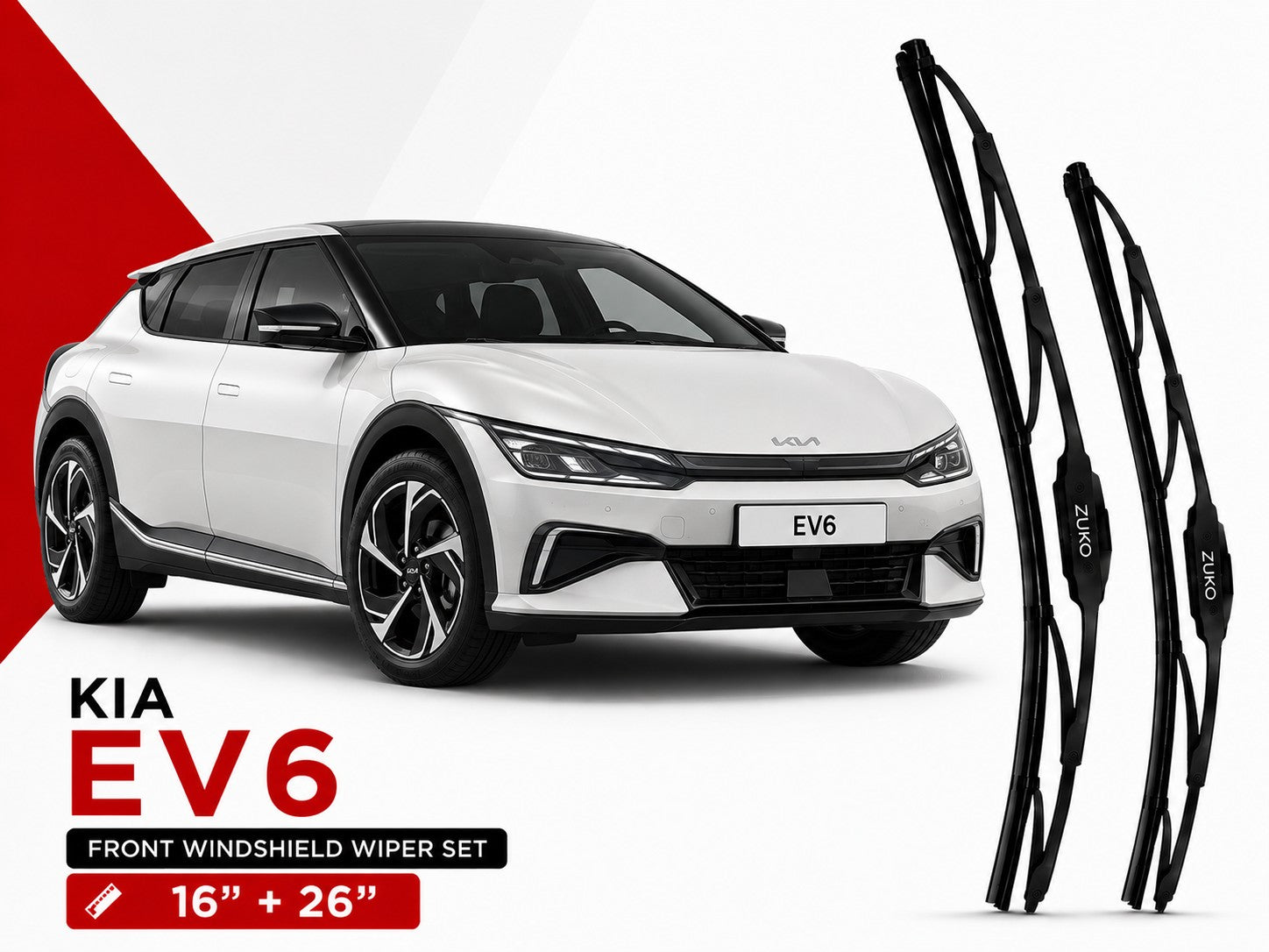 Zuko India EV6 KIA (2015-2026) Compatible Wiper Blades | Conventional, Hybrid & Frameless