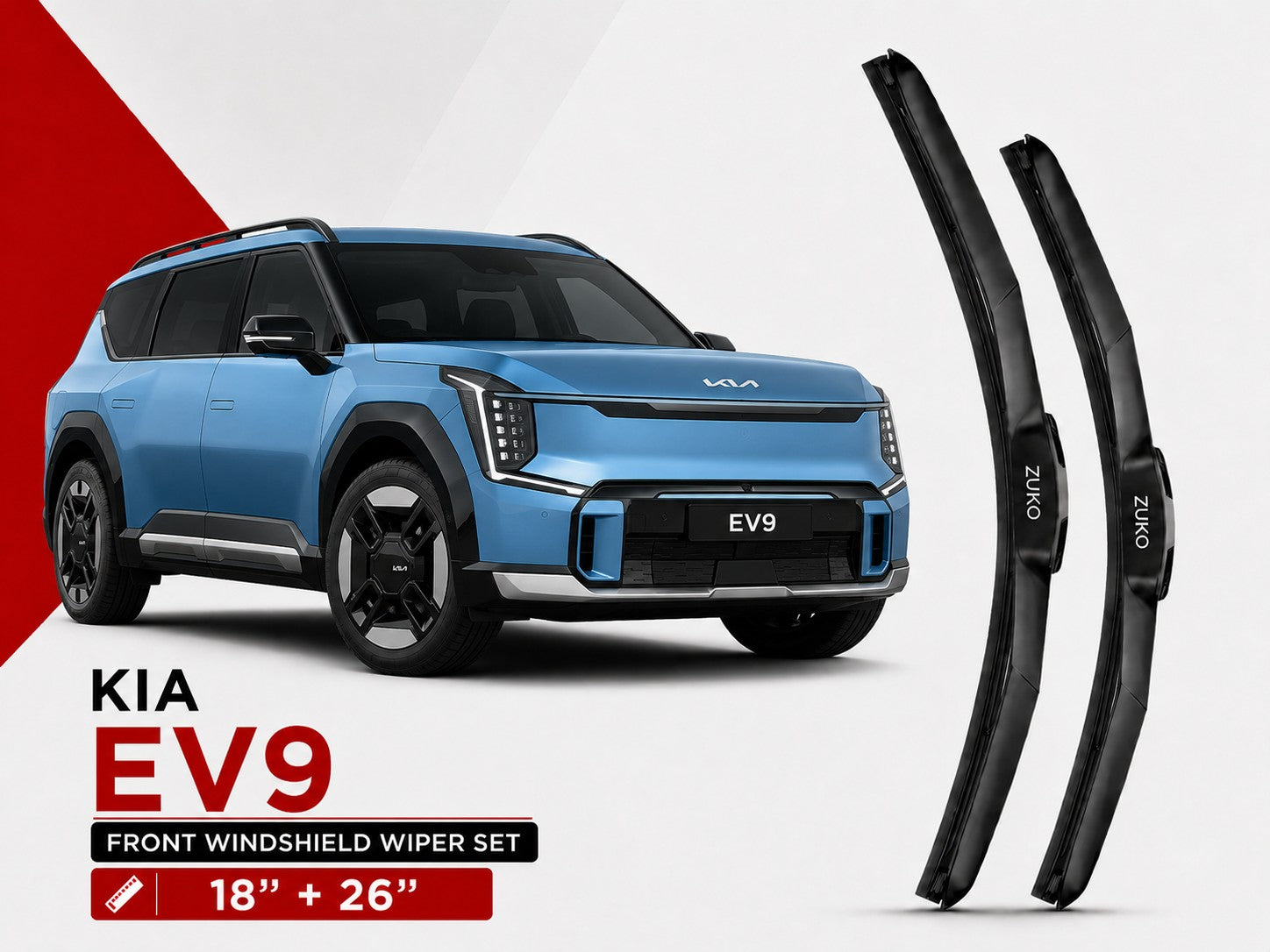 Zuko India EV9 KIA (2015-2026) Compatible Wiper Blades | Conventional, Hybrid & Frameless