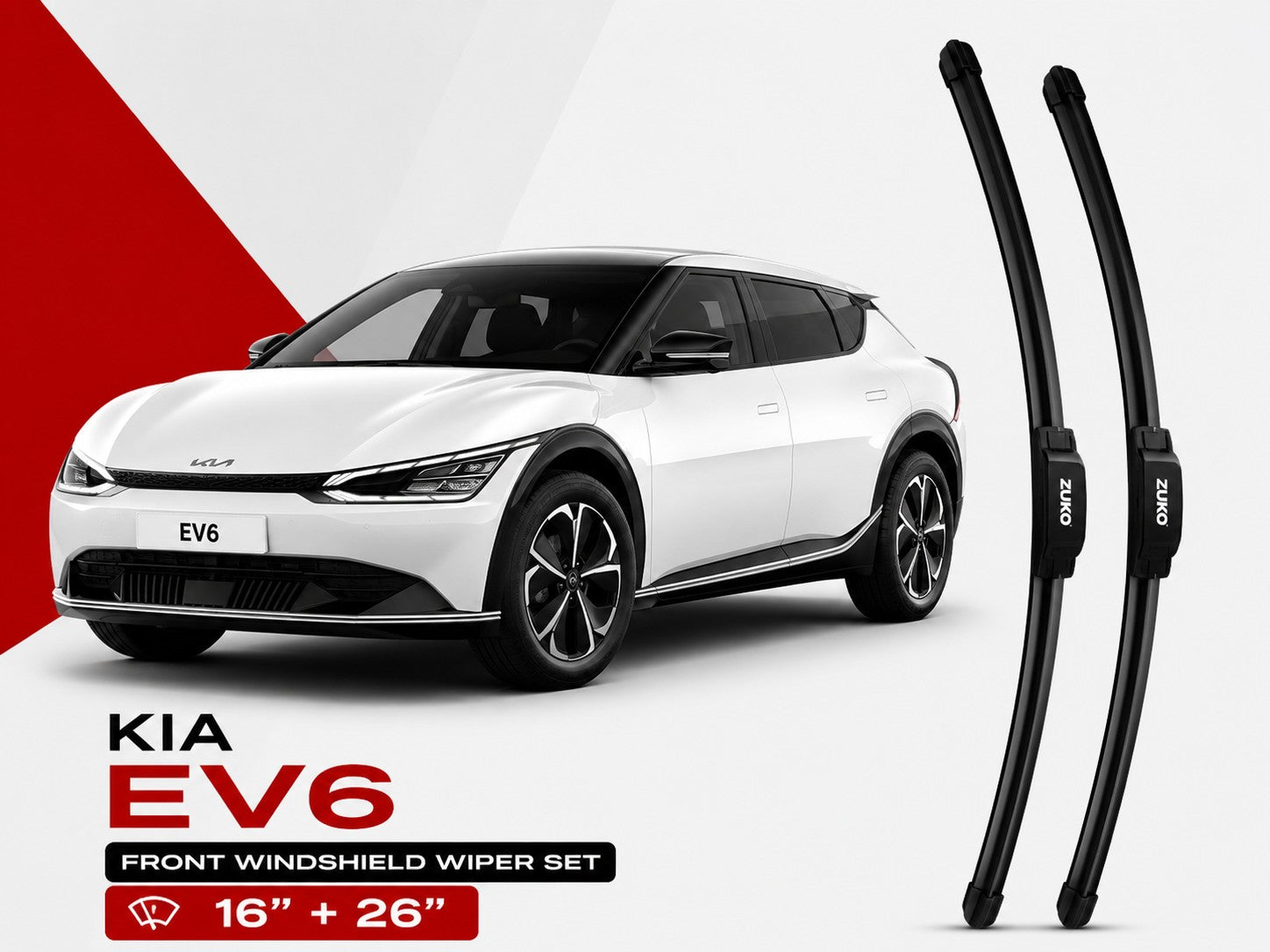 Zuko India EV6 KIA (2015-2026) Compatible Wiper Blades | Conventional, Hybrid & Frameless