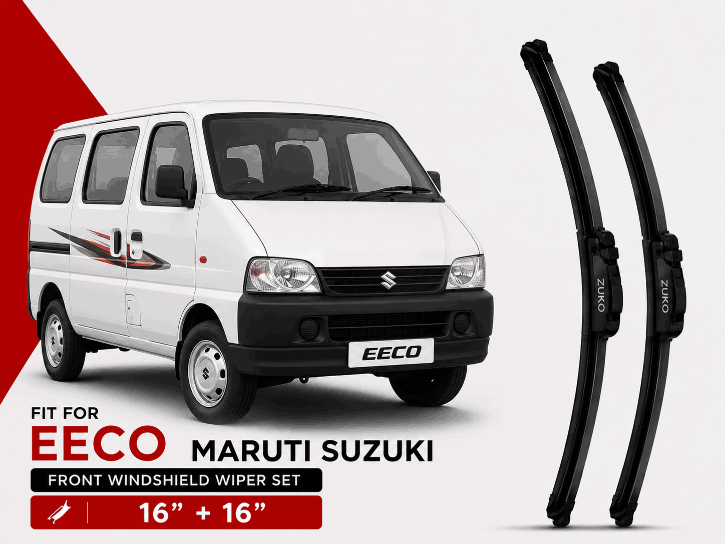 Zuko India Eeco MARUTI SUZUKI (2010-2026) Compatible Wiper Blades | Conventional, Hybrid & Frameless