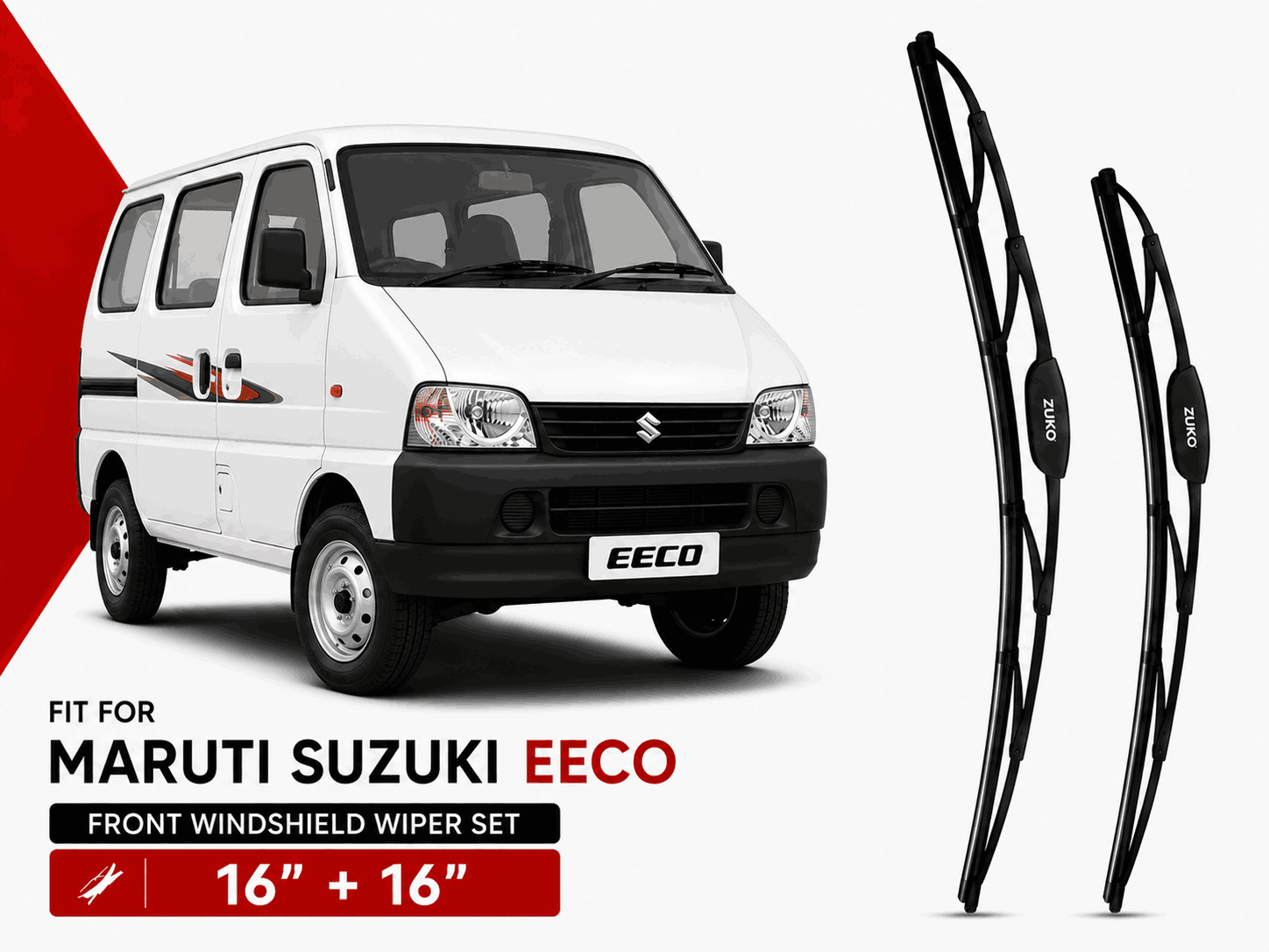 Zuko India Eeco MARUTI SUZUKI (2010-2026) Compatible Wiper Blades | Conventional, Hybrid & Frameless