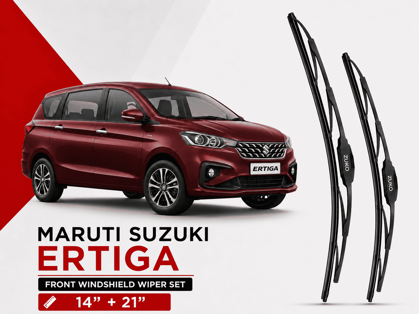 Zuko India Ertiga MARUTI SUZUKI (2015-2026) Compatible Wiper Blades | Conventional, Hybrid & Frameless