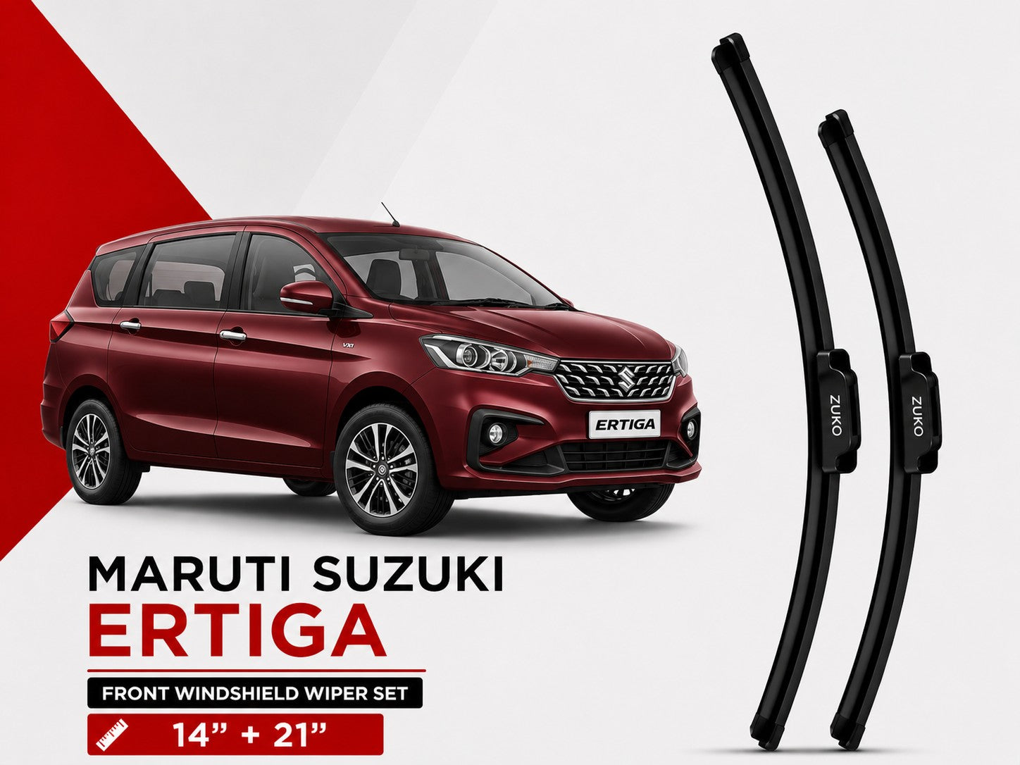 Zuko India Ertiga MARUTI SUZUKI (2015-2026) Compatible Wiper Blades | Conventional, Hybrid & Frameless