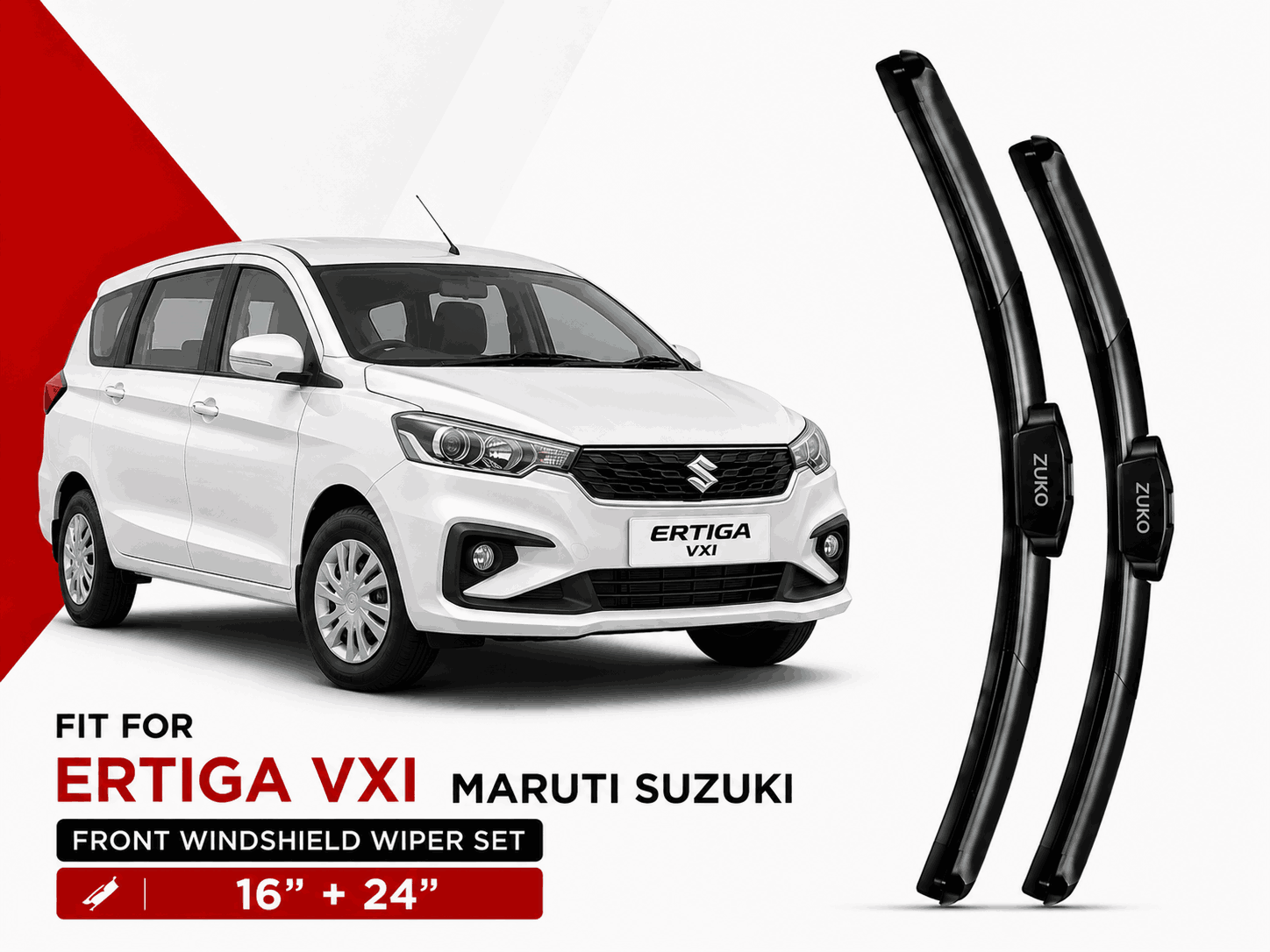 Zuko India Ertiga VXI MARUTI SUZUKI (2012-2026) Compatible Wiper Blades | Conventional, Hybrid & Frameless
