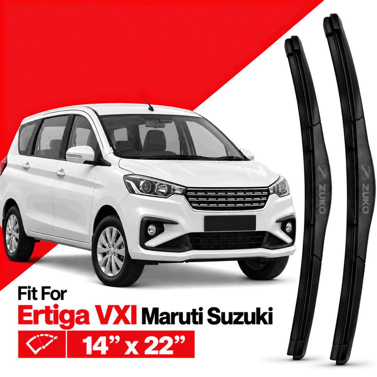 Zuko India Ertiga VXI MARUTI SUZUKI (2012-2026) Compatible Wiper Blades | Conventional, Hybrid & Frameless