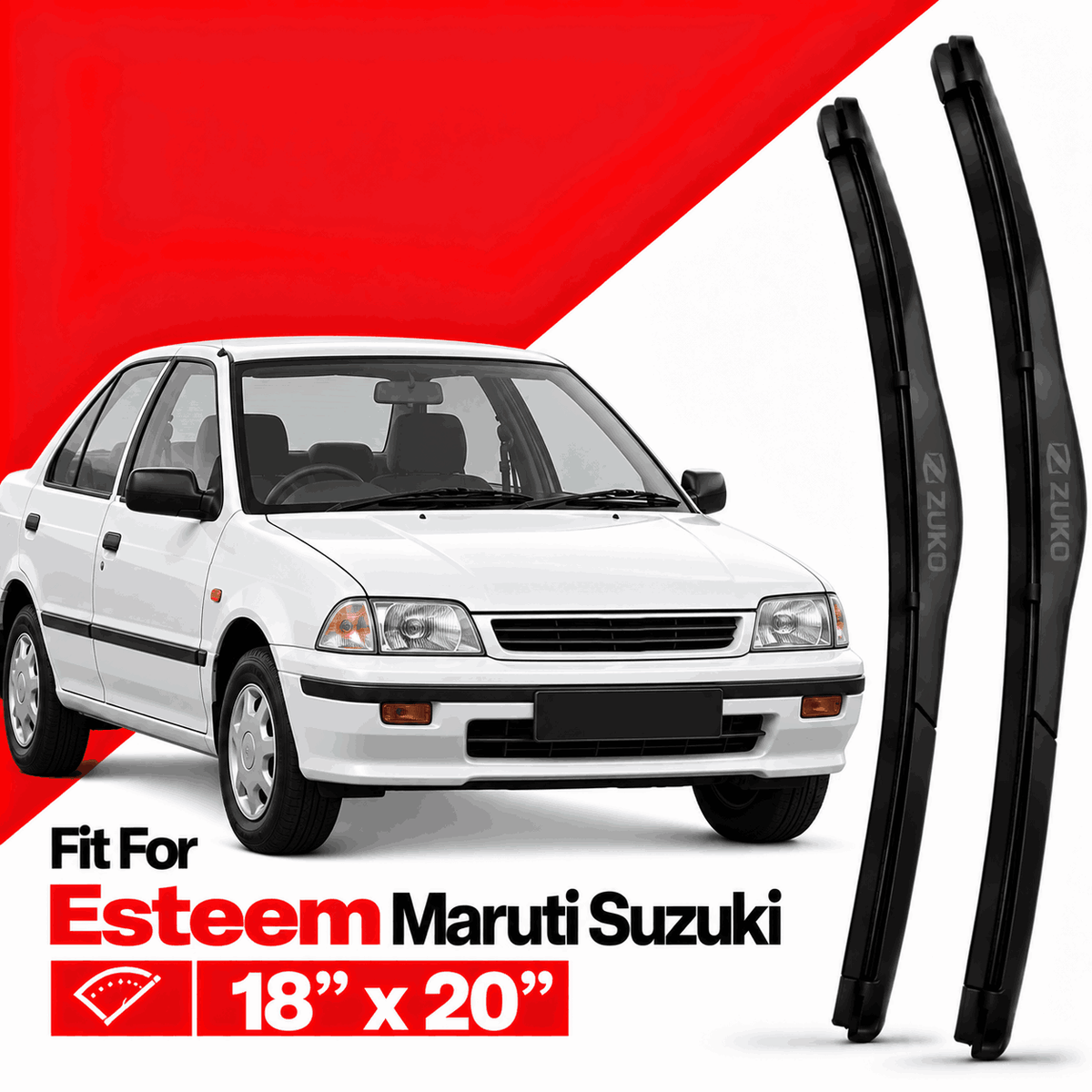 Zuko India Esteem MARUTI SUZUKI (1994-2008) Compatible Wiper Blades | Conventional, Hybrid & Frameless