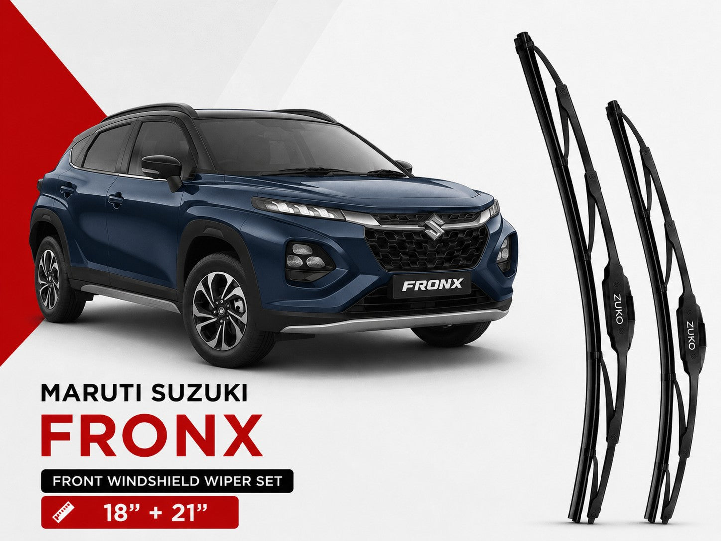 Zuko India Fronx MARUTI SUZUKI (2015-2026) Compatible Wiper Blades | Conventional, Hybrid & Frameless