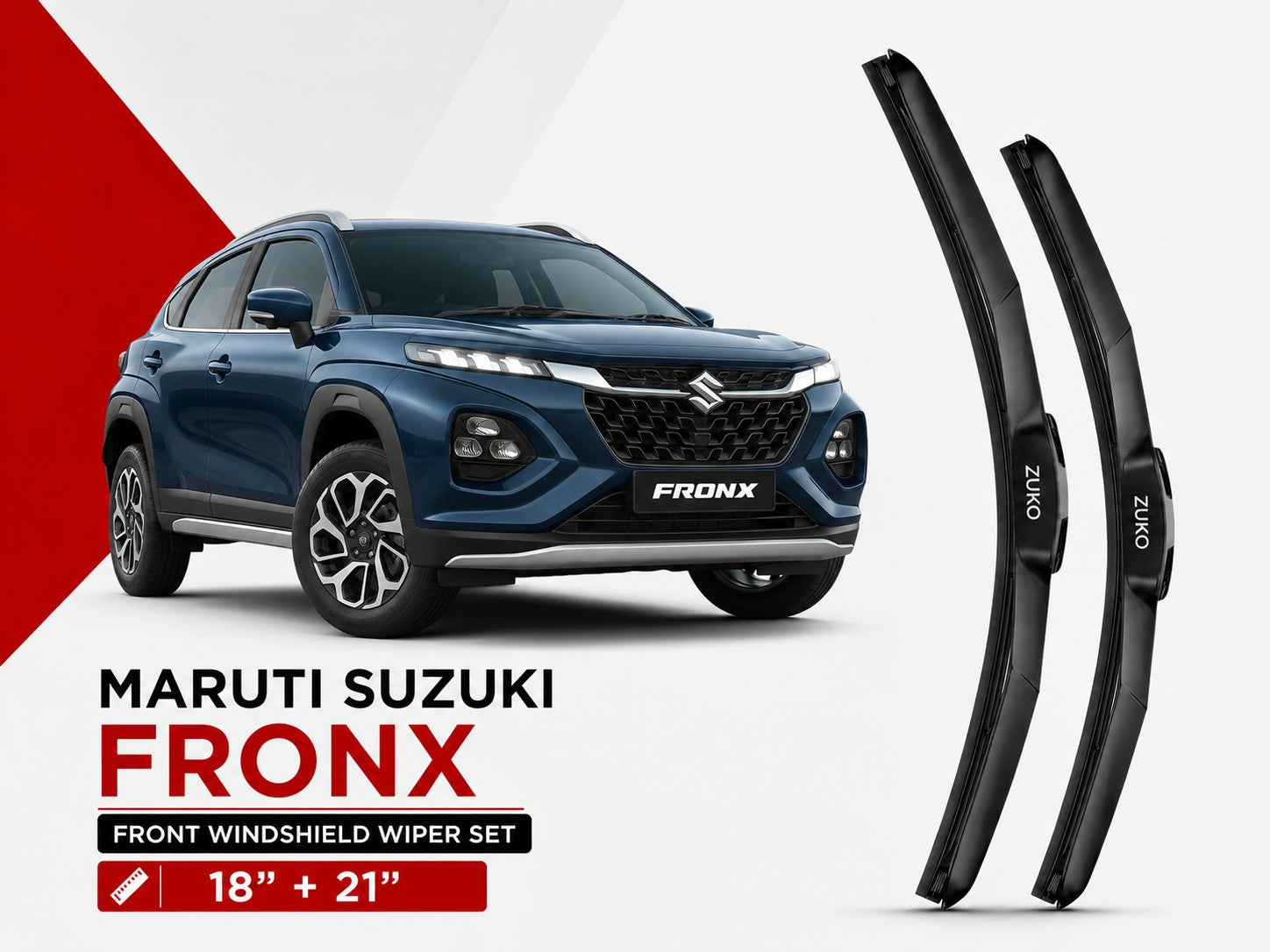 Zuko India Fronx MARUTI SUZUKI (2015-2026) Compatible Wiper Blades | Conventional, Hybrid & Frameless