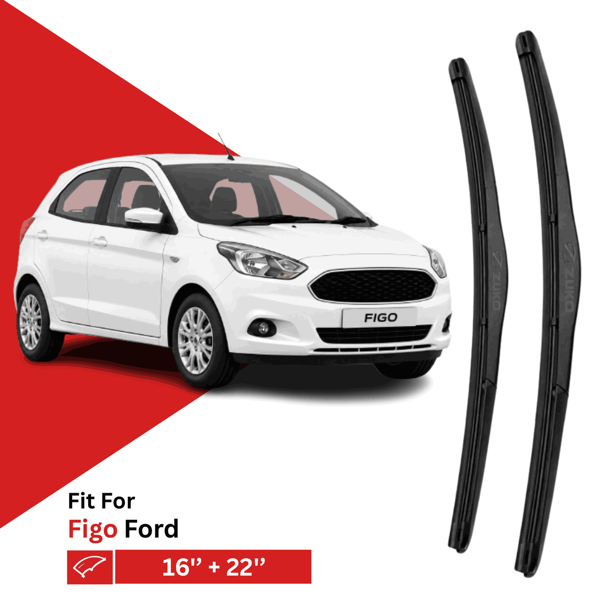 Zuko India Fiesta FORD (2011-2019) Compatible Wiper Blades | Conventional, Hybrid & Frameless