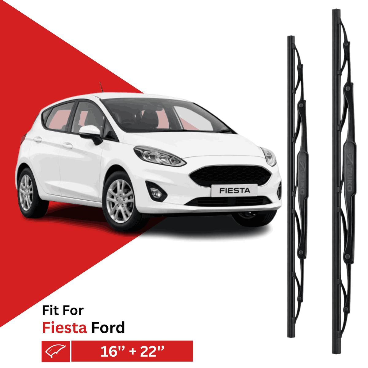Zuko India Fiesta FORD (2011-2019) Compatible Wiper Blades | Conventional, Hybrid & Frameless