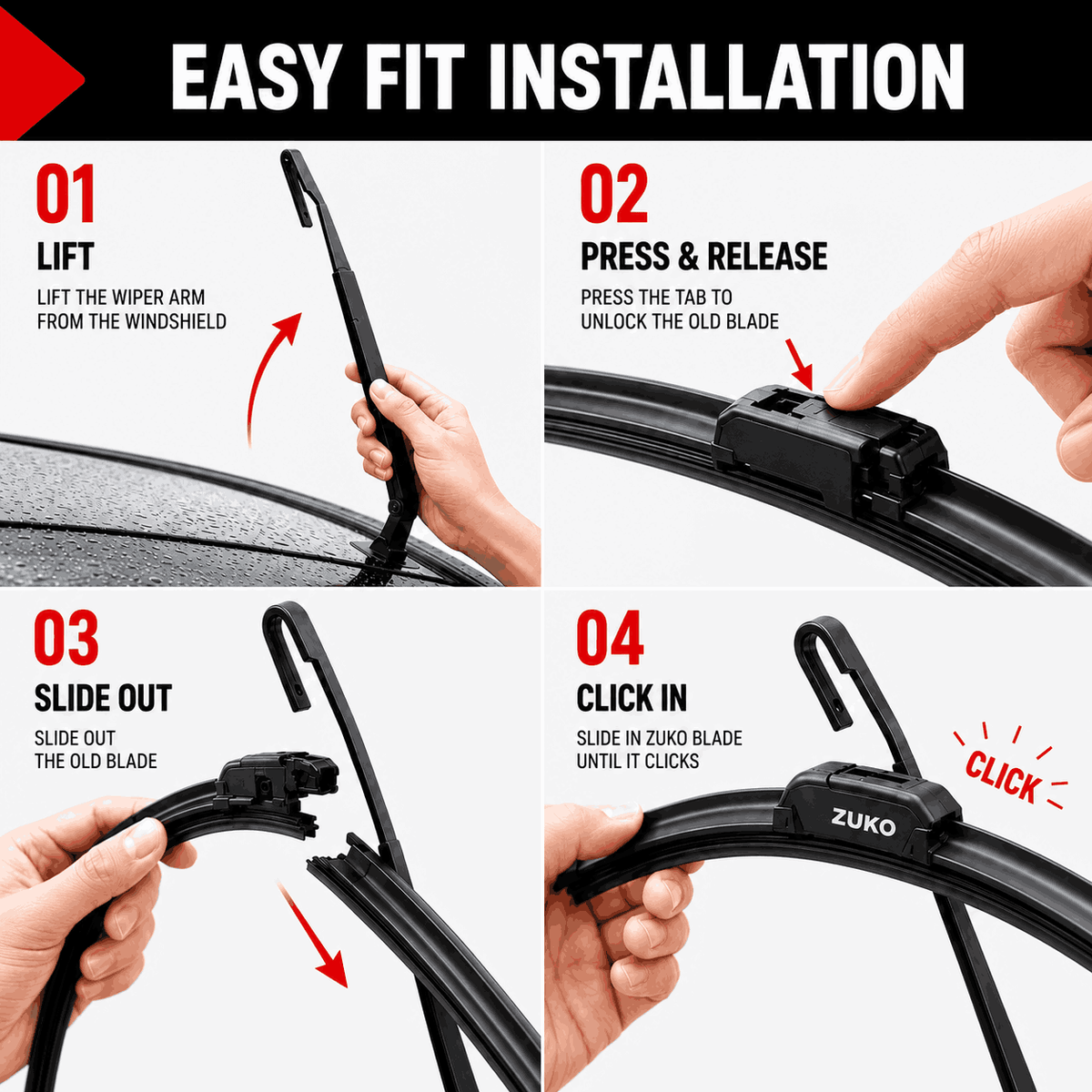 Zuko India Esteem MARUTI SUZUKI (1994-2008) Compatible Wiper Blades | Conventional, Hybrid & Frameless