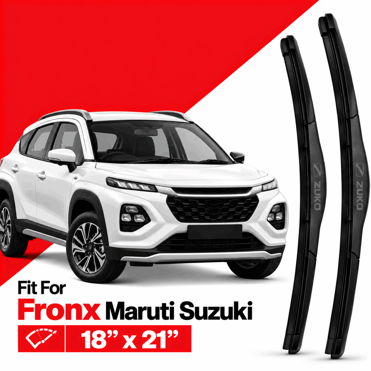 Zuko India Fronx MARUTI SUZUKI (2015-2026) Compatible Wiper Blades | Conventional, Hybrid & Frameless