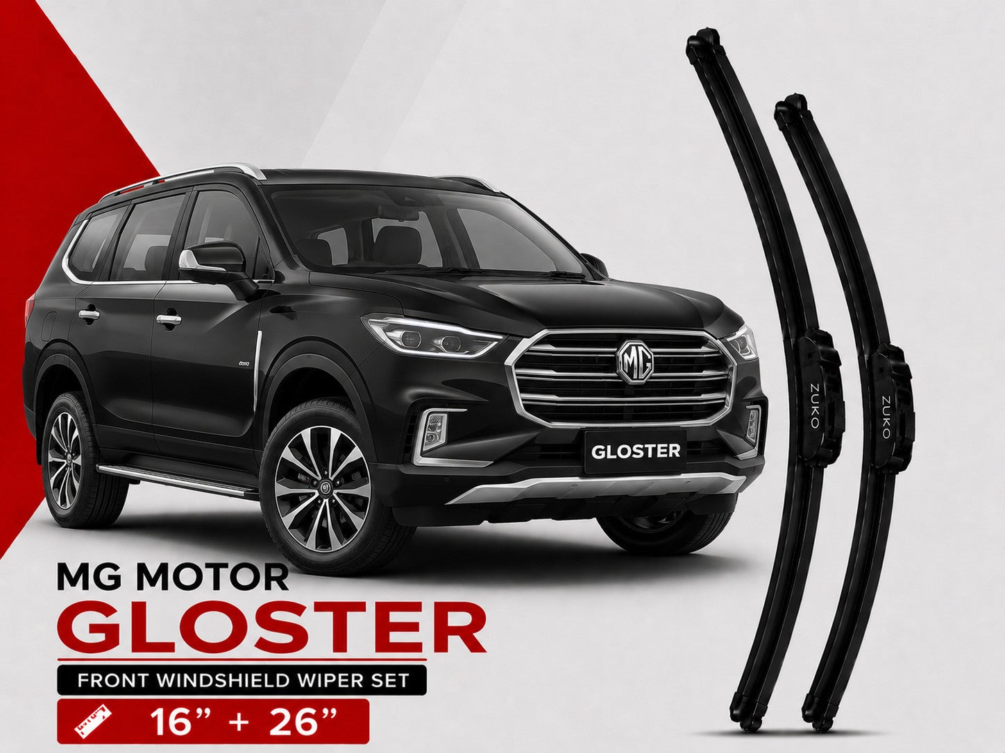 Zuko India Gloster MG MOTOR (2015-2026) Compatible Wiper Blades | Conventional, Hybrid & Frameless