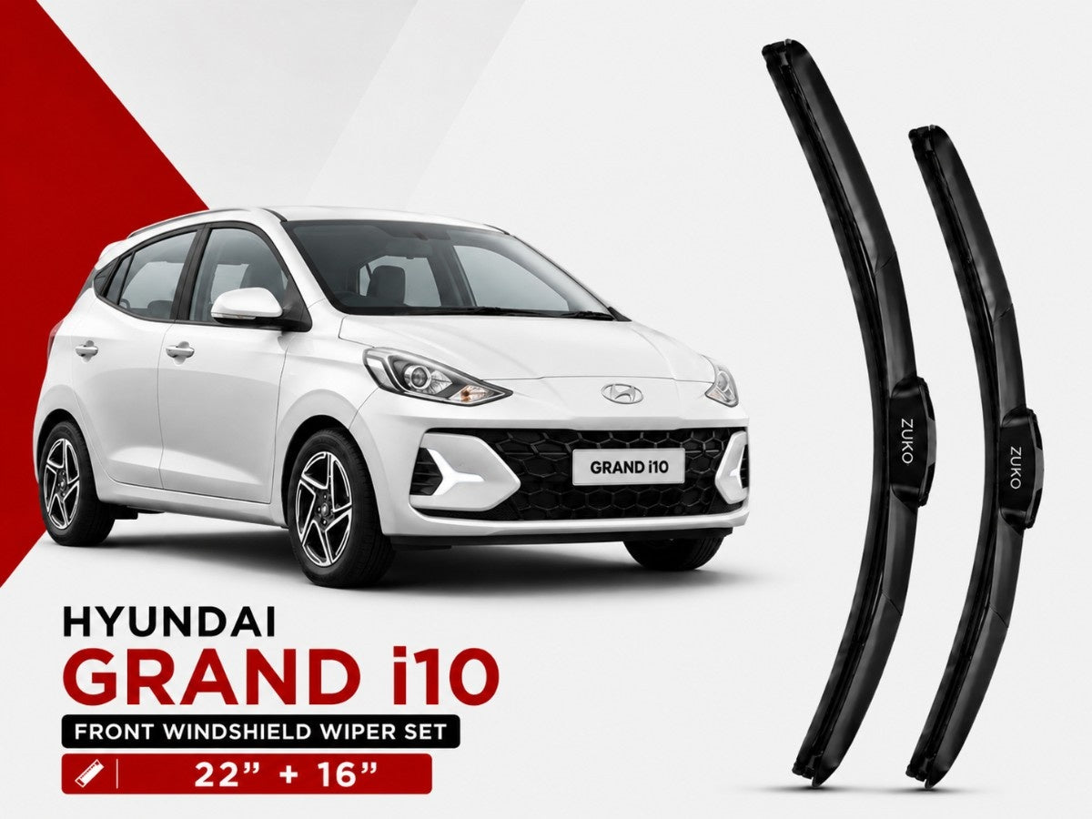 Zuko India Grand i10 HYUNDAI (2015-2026) Compatible Wiper Blades | Conventional, Hybrid & Frameless