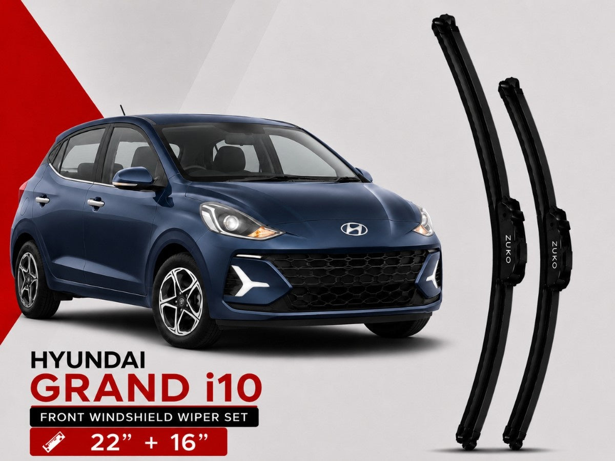 Zuko India Grand i10 HYUNDAI (2015-2026) Compatible Wiper Blades | Conventional, Hybrid & Frameless