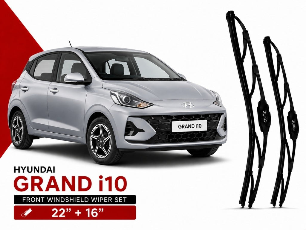 Zuko India Grand i10 HYUNDAI (2015-2026) Compatible Wiper Blades | Conventional, Hybrid & Frameless