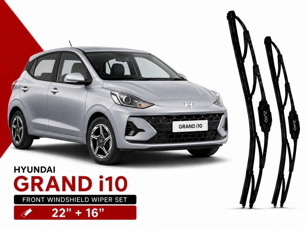 Zuko India Grand i10 HYUNDAI (2015-2026) Compatible Wiper Blades | Conventional, Hybrid & Frameless