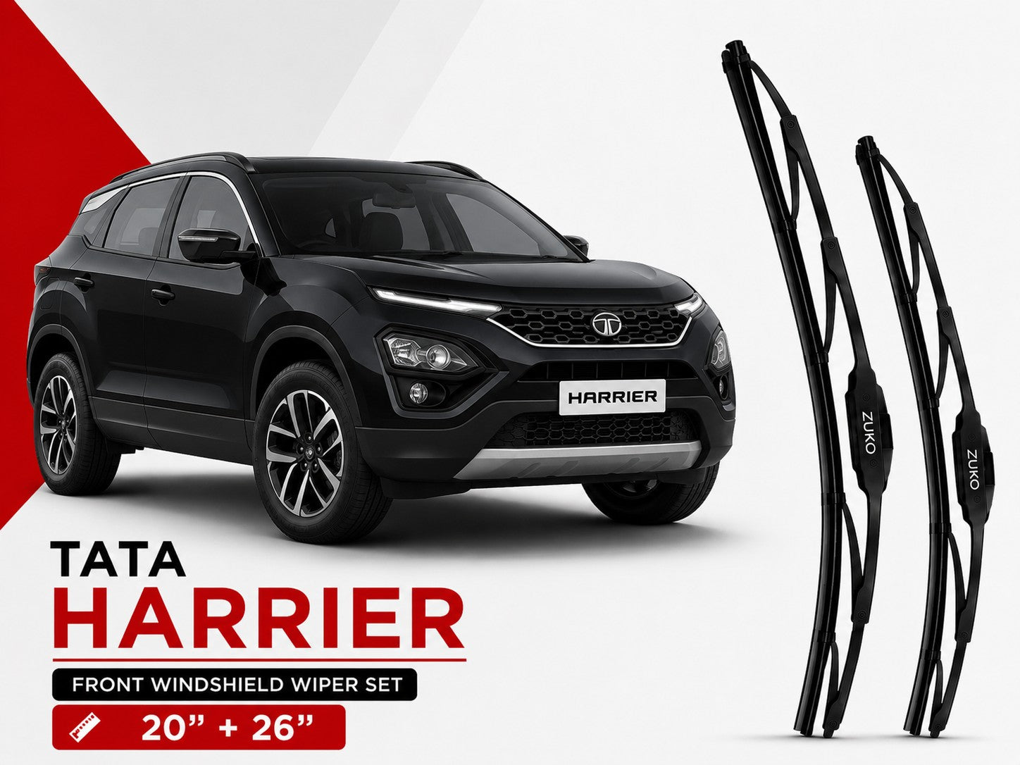 Zuko India Harrier TATA (2015-2026) Compatible Wiper Blades | Conventional, Hybrid & Frameless