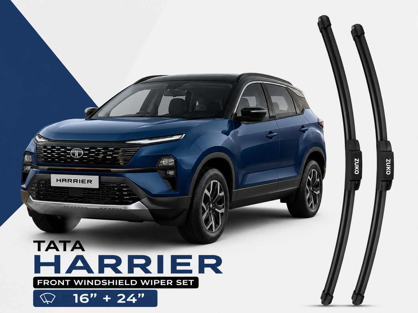 Zuko India Harrier TATA (2015-2026) Compatible Wiper Blades | Conventional, Hybrid & Frameless
